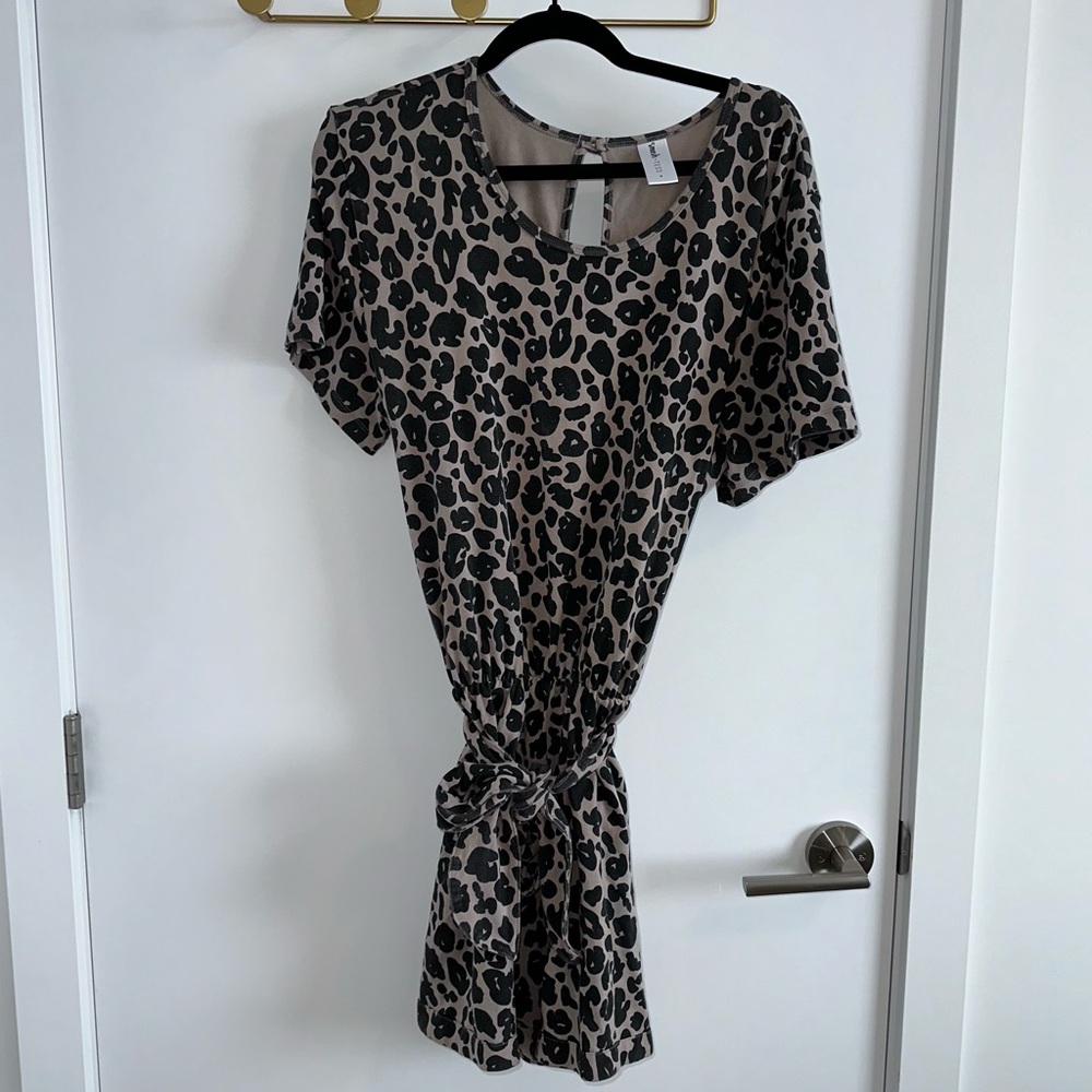 SMASH & TESS | Cheetah Print Short Sleeve Romper with Tie